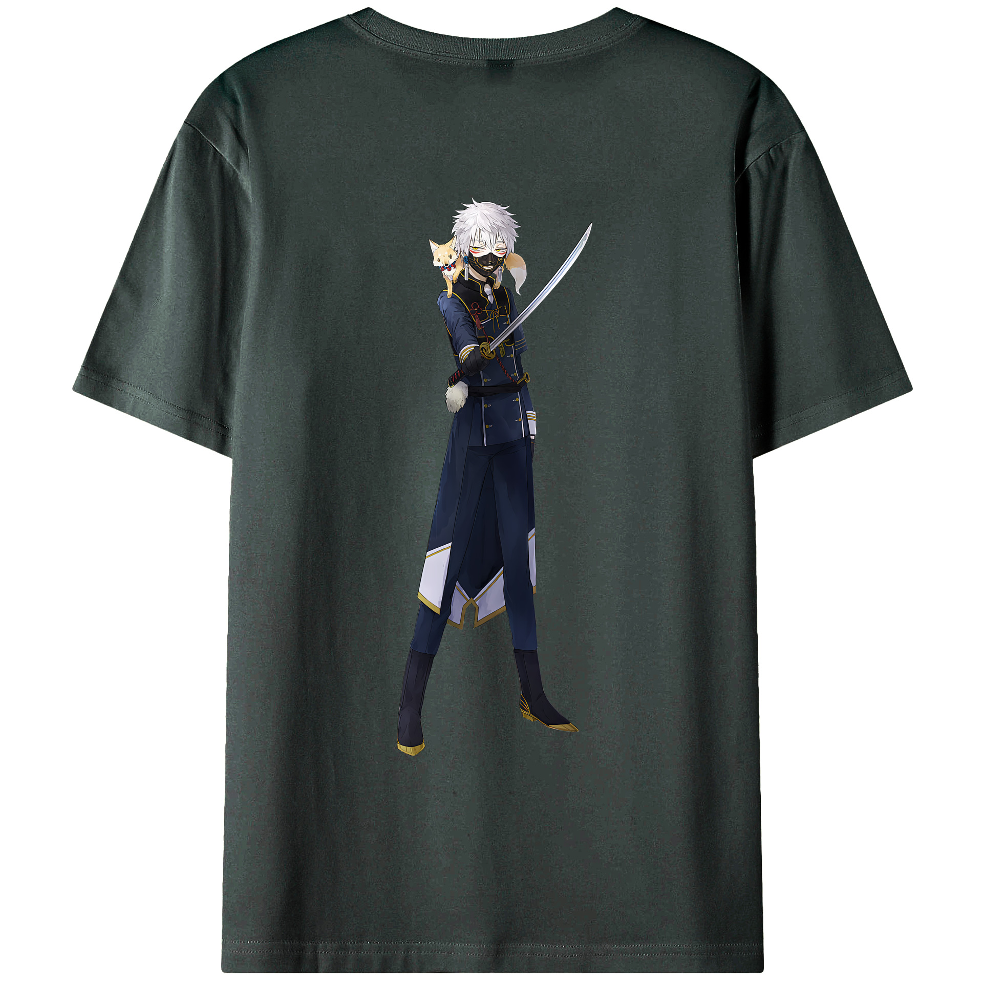 （画像用） 刀剣乱舞 Touken Ranbu 綿100％ メンズ半袖Tシャツ（バックプリント） 通気性